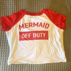 Wet Seal Red and White Graphic Tee